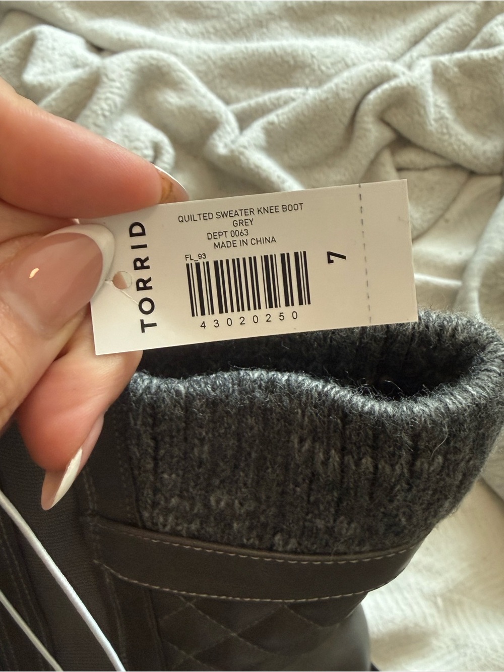 torrid Quilted Sweater Knee Boots in Grey
